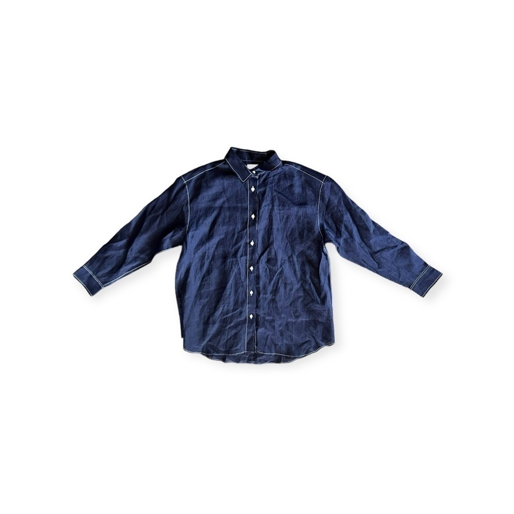 Journal Standard L'essage top blue linen button front large